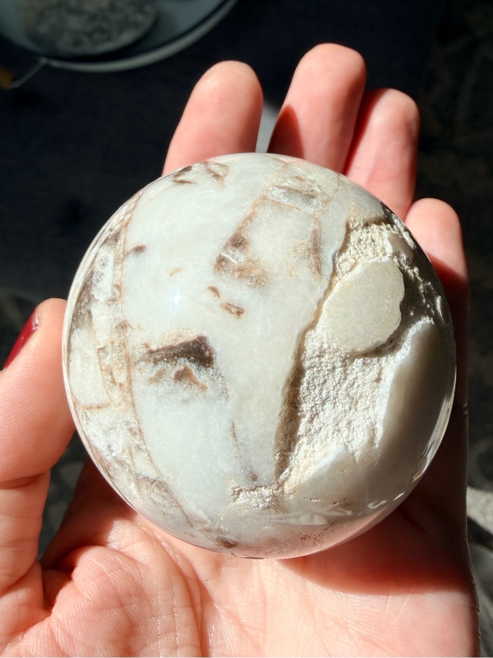 Dendritic Agate Sphere | Natural Crystal | Unique Druzy Inclusions - Picture 6 of 8